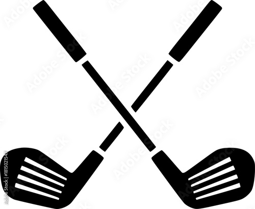 Golf clubs crossed sport equipment vector graphic
