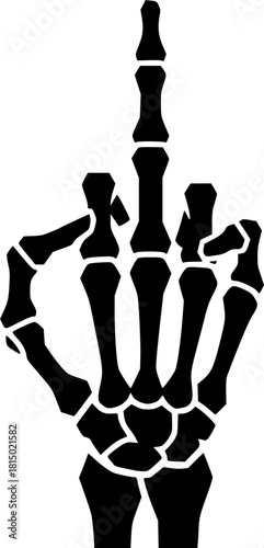 Skeleton hand giving the middle finger gesture
