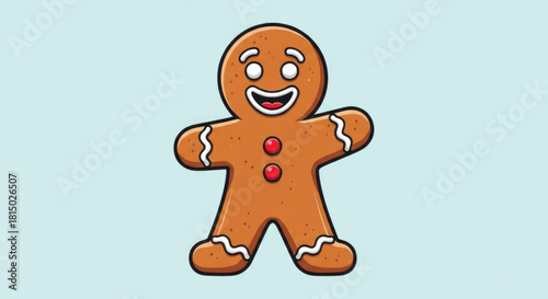 Vector illustration of a smiling gingerbread man in cartoon style.