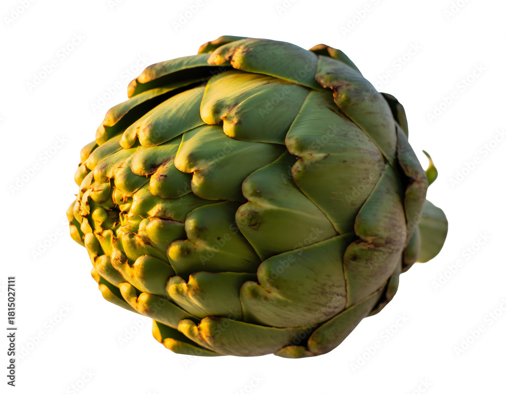 Obraz premium Fresh Artichoke Isolated with Vibrant Green Leaves and Natural Textured Detail