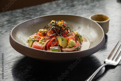 traditional Peruvian food, Nikkei tuna ceviche