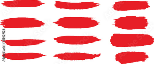 Red brush strokes set on white background