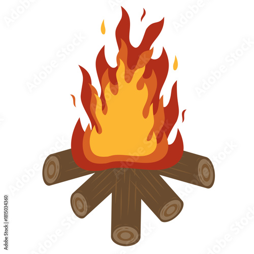 Illustration of a Burning Campfire With Logs