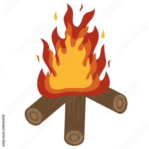 Illustration of a Burning Campfire With Logs