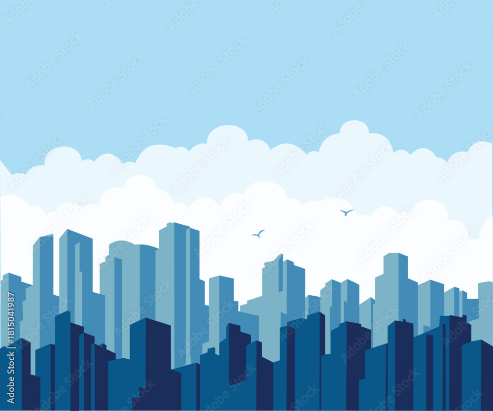 Naklejka premium view of city buildings on a sunny day