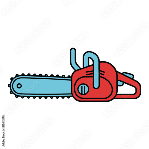 A vibrant chainsaw illustration, isolated on, perfect for representing power tools, construction, or the rugged outdoors