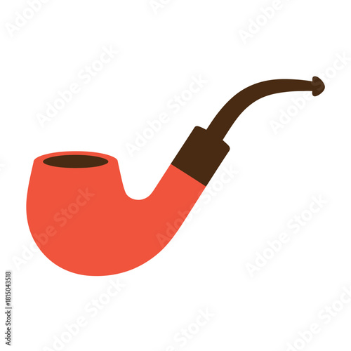 Illustration of a red smoking pipe isolated on classic tobacco pipe with a brown stem, perfect for a vintage or retro design