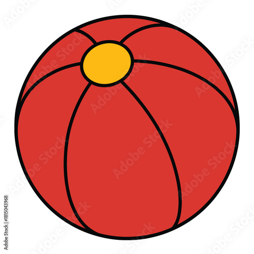 Red beach ball isolated on classic inflatable toy for summer fun and games perfect for pool parties, beach trips, and outdoor activities