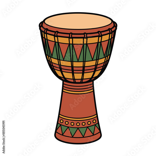 Illustration of a djembe drum, a gobletshaped percussion instrument from west africa, isolated on it is used in traditional music and ceremonies