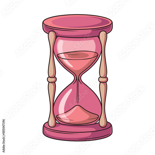 A pink hourglass with sand flowing, isolated on, symbolizing the passage of time, deadlines, and the ephemeral nature of moments