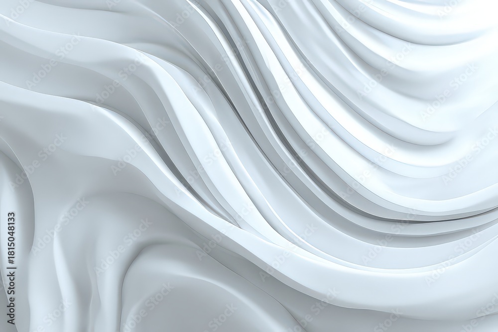 Obraz premium Abstract White Fluid Wave Pattern with Soft Lighting and Subtle Texture