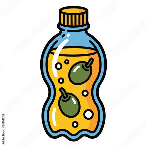 Olive oil bottle with olives isolated on concept of healthy eating, mediterranean diet, and the benefits of using natural oils in cooking and food preparation