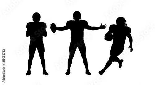 American Football Players Silhouettes in Action.