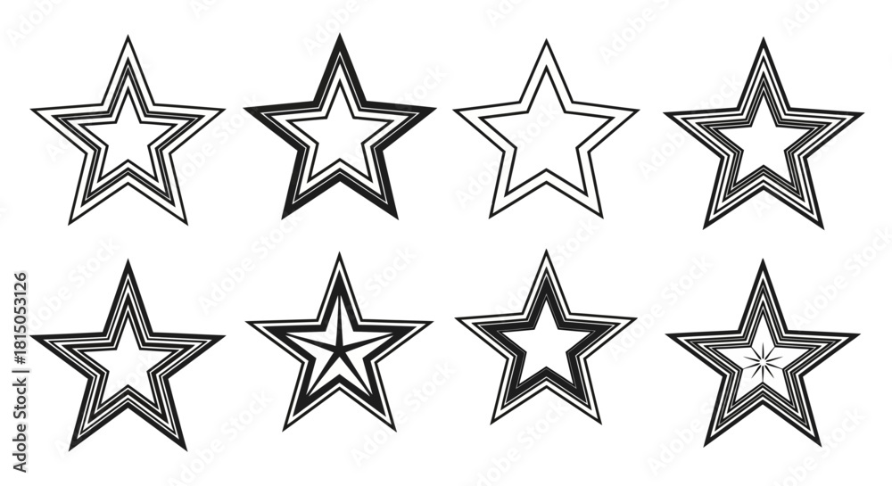 Fototapeta premium Collection of Hand-Drawn Star Illustrations for Design Projects.