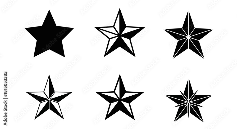 Obraz premium Collection of Star Illustrations with Varying Designs and Styles.