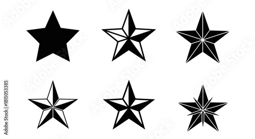 Collection of Star Illustrations with Varying Designs and Styles.