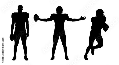 Silhouetted American Football Players in Action Poses.