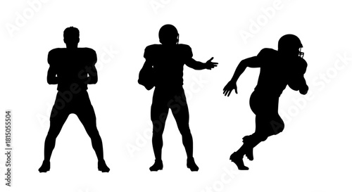 Silhouettes of American Football Players in Action Poses.