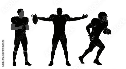 Silhouettes of American Football Players in Action.