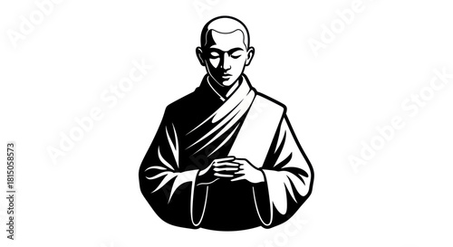 Meditating Monk: A Serene Depiction of Mindfulness and Inner Peace.