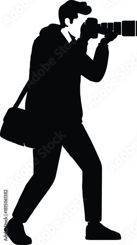 A Silhouette of a Male Photographer Taking Photo a Shoot.