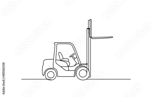 Minimalist one line forklift design for industrial and warehouse themes