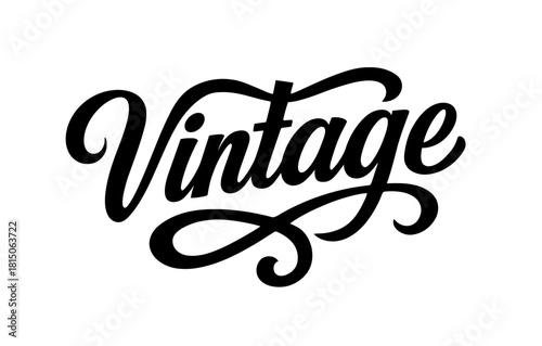 Curved retro typography design with ornate swashes and classic style