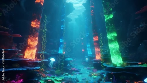 Underwater Glowing Forest A Mystical Sea Scape