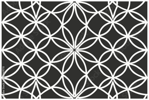 Luxury Black and White Floral Pattern | Stylish Geometric Tile Design for Fabric, Interior, Wallpaper, and Fashion | Classic Digital Texture with Ornamental Aesthetic and Sophisticated Elegance