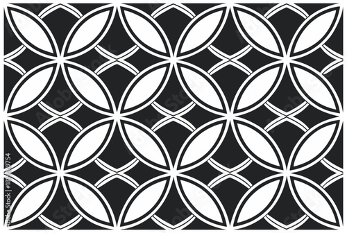 Luxury Black and White Floral Pattern | Stylish Geometric Tile Design for Fabric, Interior, Wallpaper, and Fashion | Classic Digital Texture with Ornamental Aesthetic and Sophisticated Elegance