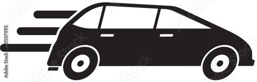 Simple icon of a fast moving car in motion