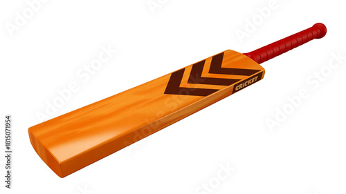 Stylish cricket bat isolated on transparent background, designed for powerful hits and competitive play, ready for summer sports