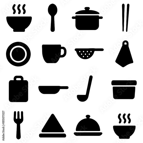 Culinary Collection: A minimalistic array of kitchen essentials. This monochrome composition showcases the elegance and simplicity of kitchen tools, perfect for culinary endeavors.