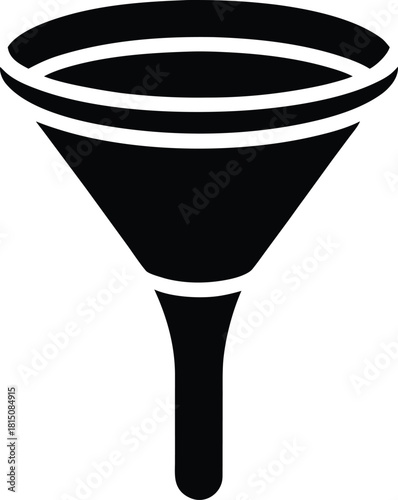 Funnel Filtration Process Isolated Vector Icon