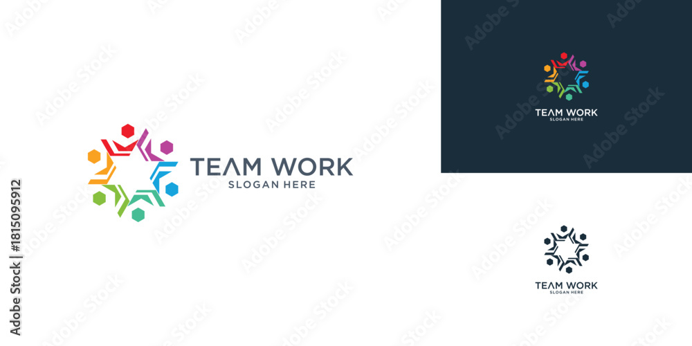 Fototapeta premium Creative team work logo design with modern concept premium vector