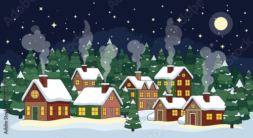  christmas winter village vector illustration