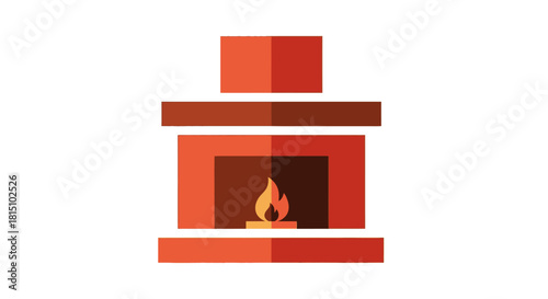 flat minimalist fireplace icon