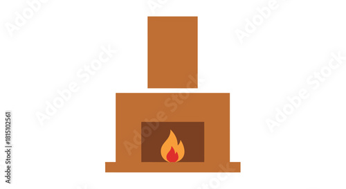 flat minimalist fireplace icon
