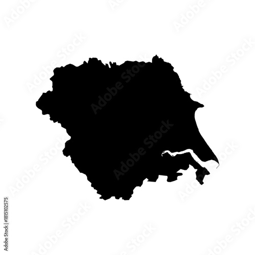 Yorkshire and the Humber of England Map - black World Map International vector template with High detailed isolated on white background - Vector