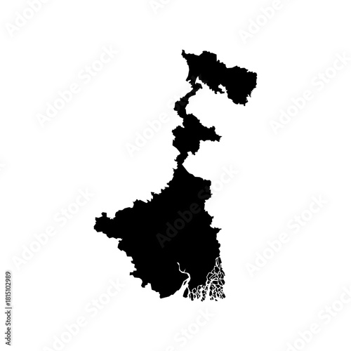 West Bengal (States and union territories of India, Federated states, Republic of India) map vector illustration, scribble sketch West Bengal state map