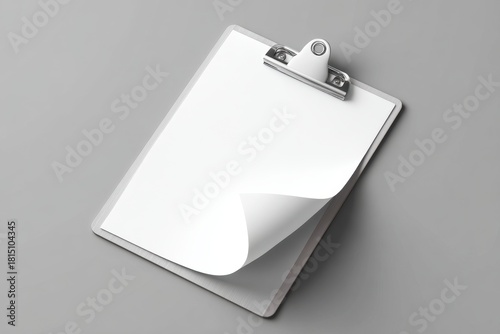 Silver Clipboard Blank Paper Mockup Minimalist Background