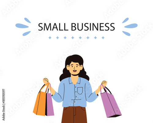 Happy Small Business Saturday Graphic, Business Shop Illustration, Shop Local Post, Editable Social Media Template, Happy Business Day white backgound