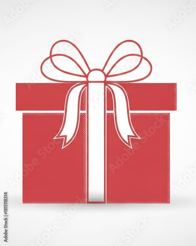 Modern minimalist vector of a Christmas gift box with bow.
