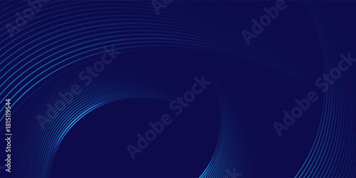Abstract blue background with glowing curved lines. Shiny blue swirl curve lines design. Spiral lines. Geometric oval pattern. Futuristic technology concept. Vector illustration