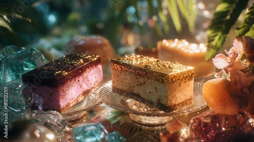 Luxurious Gelato Bars with Gold Leaf in Gemstone Fantasy Setting