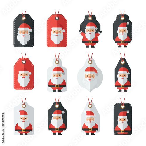 Festive Santa Claus Gift Tags for Christmas Holiday.
