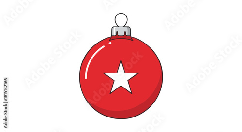 Red Christmas tree bauble with a white star decoration  