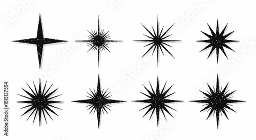 Rough Handdrawn Sparkle Starburst Shape Element Set
