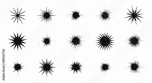 Grunge Collection of Abstract Starburst Element Shape Illustration Design