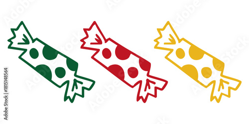 Hand drawn doodle Christmas candy set in simple festive style. Vector isolated illustration on white background